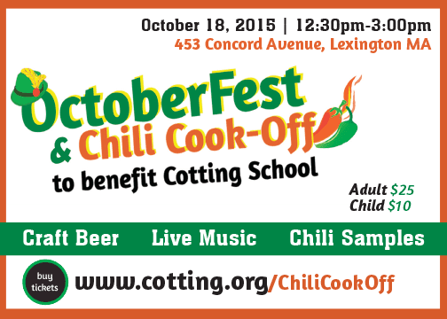October Fest Chili Cook off is designed to raise money towards a benefit at the Cotting School